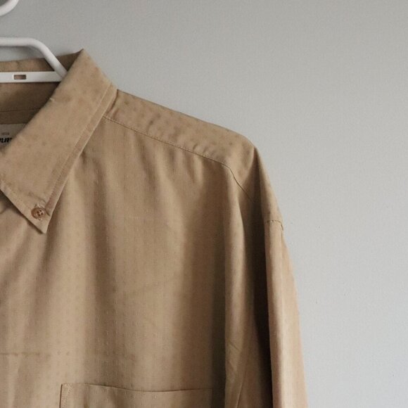 Penmans Men's Tan Large‎ Collared Button Down Pocket Long Sleeve Dress Shirt - Picture 5 of 11
